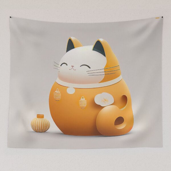 Item preview, Japanese Orange Lucky Cat designed and sold by unrealartwork.