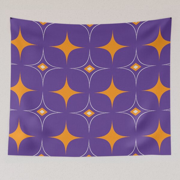 Item preview, Purple and Mustard Geometric Rhombus 70s Retro Pattern  designed and sold by SoccaTamam.