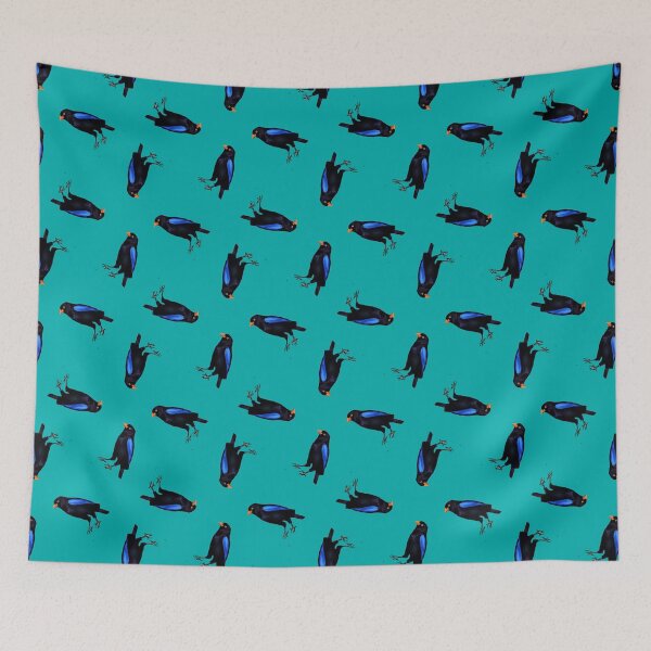 Item preview, Black crows on blue pattern designed and sold by tetibright.