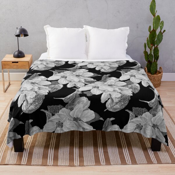 Item preview, Black & White Cherry Blossoms Watercolour Art Print designed and sold by BirdsNatureArt.