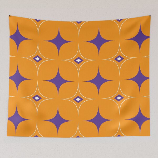 Item preview, Mustard and Purple Geometric Rhombus 60s Retro Pattern  designed and sold by SoccaTamam.