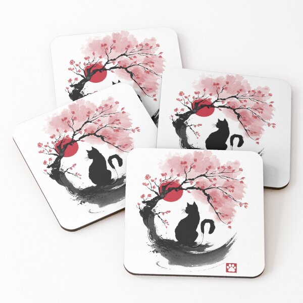 Item preview, Sakura cat sumi e designed and sold by zoezowie79.