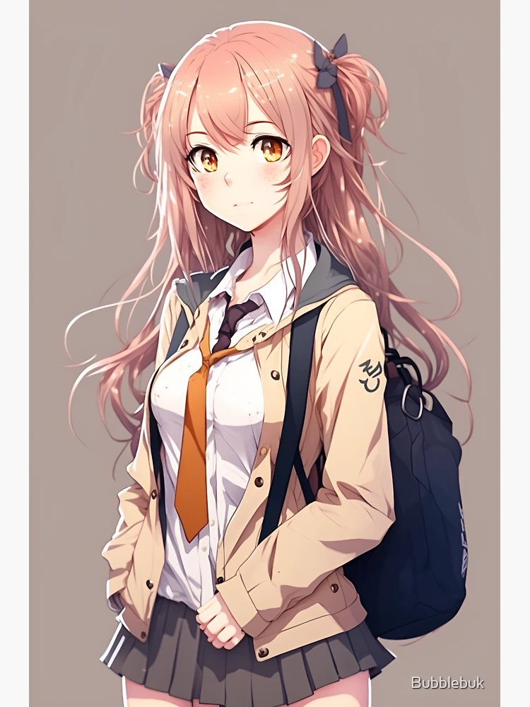 Anime Girl Cute Student Sexy with Backpack Sticker
