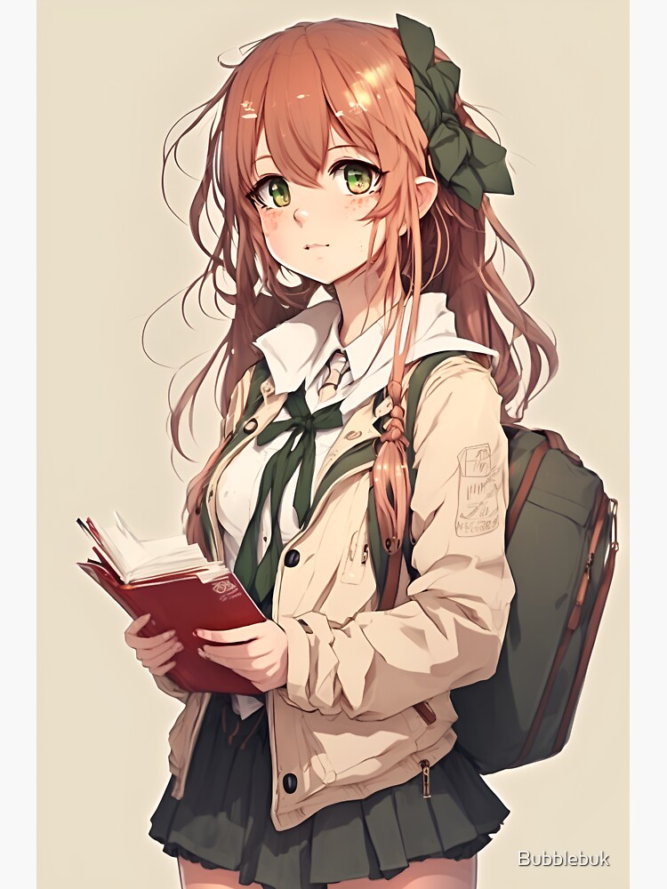 Anime Cute Girl Student in sexy outfit with backpa Magnet