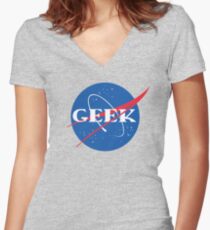 GEEK NASA Parody Meatball Women's Fitted V-Neck T-Shirt