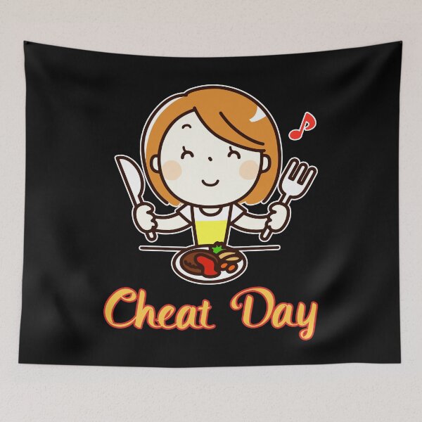 Item preview, 'Cheat Day' Kawaii Girl Eating Japanese Food - Positive Cute Design designed and sold by Ridiculam Toga.