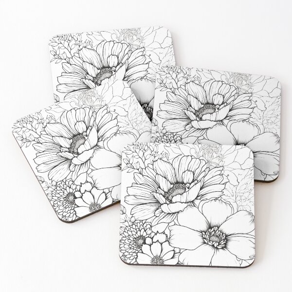 Artikelvorschau, Wildblumen-Lineart entworfen und verkauft von EmeraldeaArt.