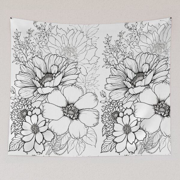 Artikelvorschau, Wildblumen-Lineart entworfen und verkauft von EmeraldeaArt.