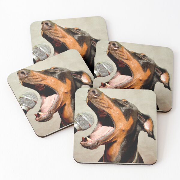 Item preview, Rock Star Doberman Pinscher Singing In A Microphone, Dog 20 designed and sold by LesTheArt.