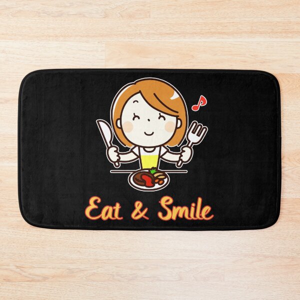 Item preview, 'Eat and Smile' Kawaii Girl Eating Japanese Food - Positive Cute Design designed and sold by Ridiculam Toga.