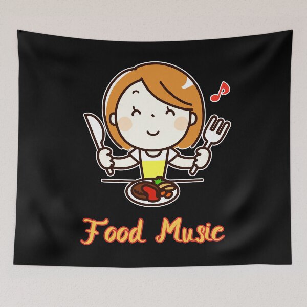 Item preview, 'Food Music' Kawaii Girl Eating Japanese Food - Positive Cute Design designed and sold by Ridiculam Toga.