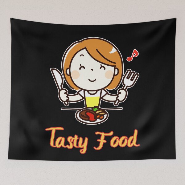 Item preview, 'Tasty Food' Kawaii Girl Eating Japanese Food - Positive Cute Design designed and sold by Ridiculam Toga.