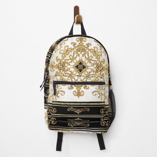 Item preview, Greek Key Small Black Cream Gold Ornate Baroque Medallion designed and sold by Yiorgos Designs.
