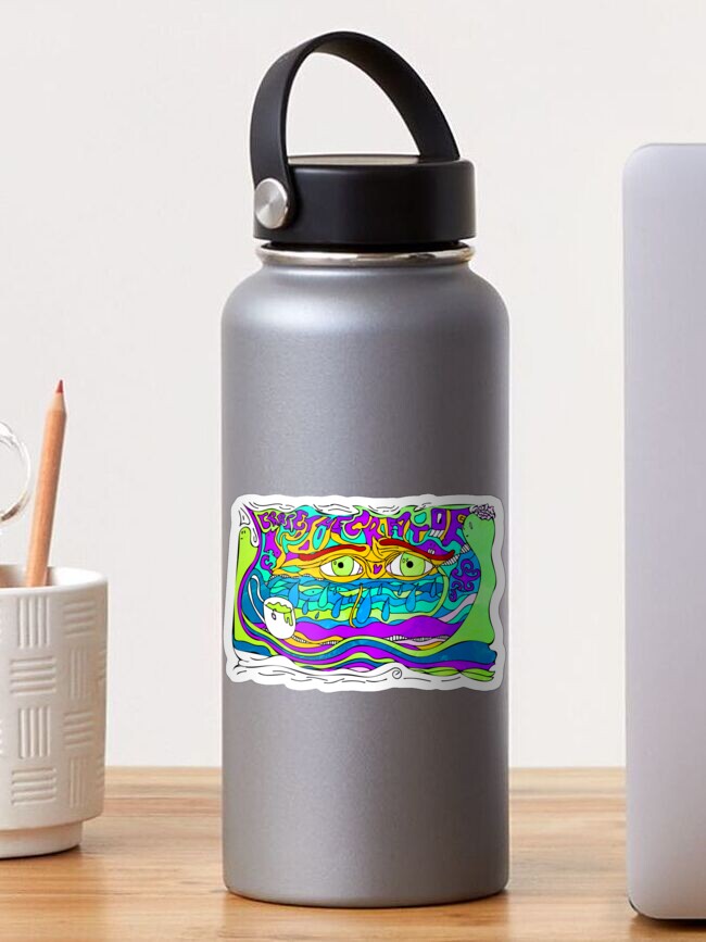 Thumbnail 1 of 3, Sticker, Me & The Teacup - Trippy Doodle Art designed and sold by craigthecreator.