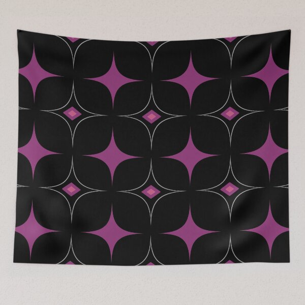 Item preview, Black and Purple Geometric Rhombus 70s Retro Pattern  designed and sold by SoccaTamam.