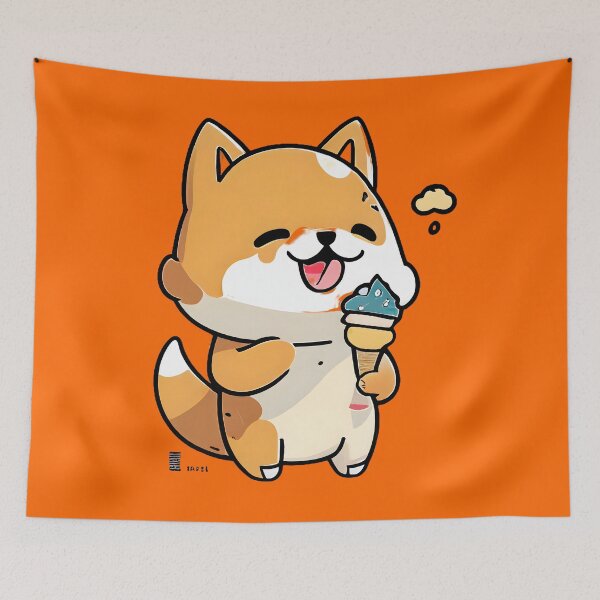 Item preview, MaMe Shiba Dog with Ice Cream designed and sold by PlanetDino.