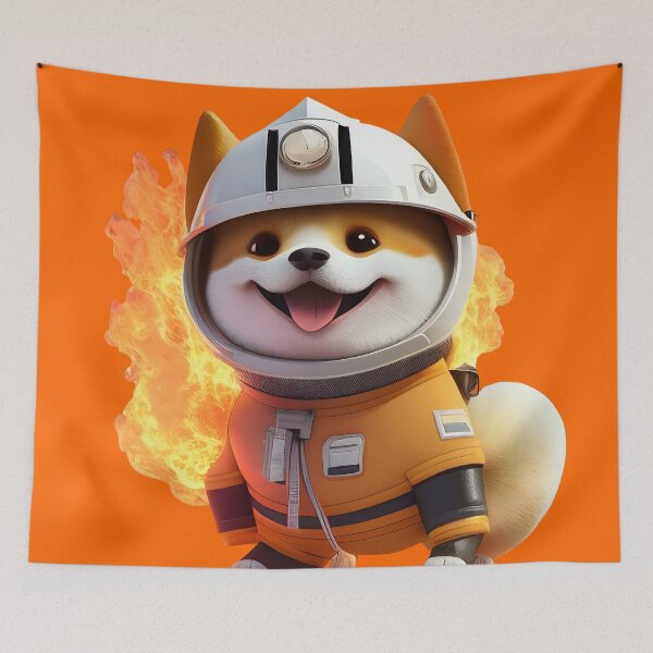 Item preview, MaMe Shiba Inu Dog in FireFighter Suit designed and sold by PlanetDino.