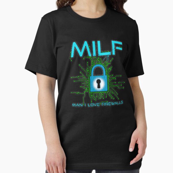 Aperçu de l'œuvre MILF Man I Love Firewalls Cybersécurité drôle créée et vendue par Nerd Shizzle.