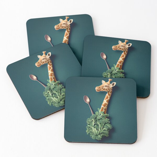 Item preview, Giraffe with a Kale-Filled Spoon Digital Painting designed and sold by CodeAndColors.