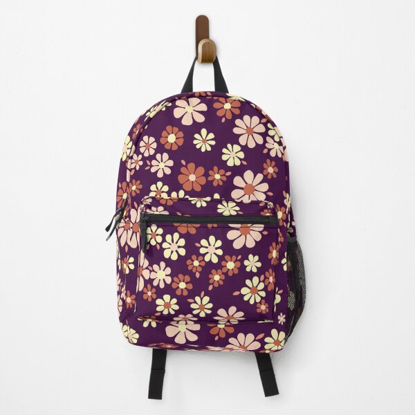 Item preview, 70s Retro groovy flower bloom - fig purple, terracotta, yellow, tan designed and sold by Arubi-Art.