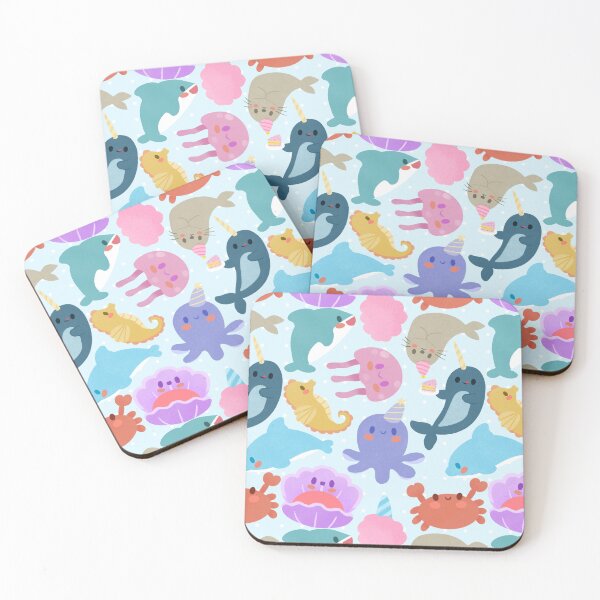 Item preview, Cute Marine Animals Seamless Pattern designed and sold by MadeByBeata.