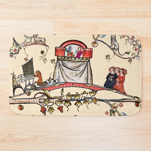 Item preview, WEIRD MEDIEVAL BESTIARY PUPPET SHOW  White Rabbit And Dog Playing Organ  designed and sold by BulganLumini.