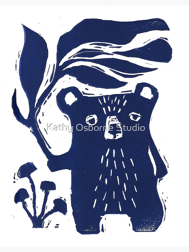 Discover Cute Leaf Bear Blockprint Premium Matte Vertical Poster