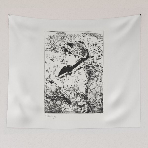 Item preview, Jeanne portrait drawing by Édouard Manet designed and sold by EmeraldeaArt.