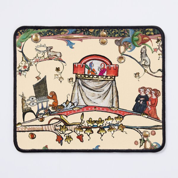 Item preview, WEIRD MEDIEVAL BESTIARY PUPPET SHOW  White Rabbit And Dog Playing Organ  designed and sold by BulganLumini.