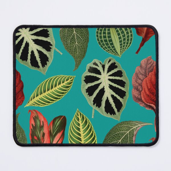 Item preview, Retro turkish blue background egzotic house plants jungle pattern designed and sold by PG Illustration.