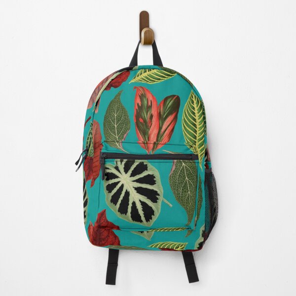 Item preview, Retro turkish blue background egzotic house plants jungle pattern designed and sold by PG Illustration.