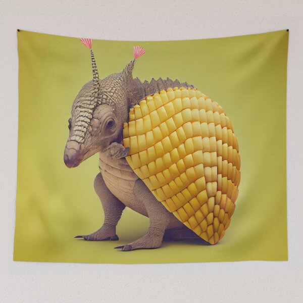 Aperçu de l'œuvre Pineapple Love An Armadillo Valentine Digital Painting créée et vendue par CodeAndColors.