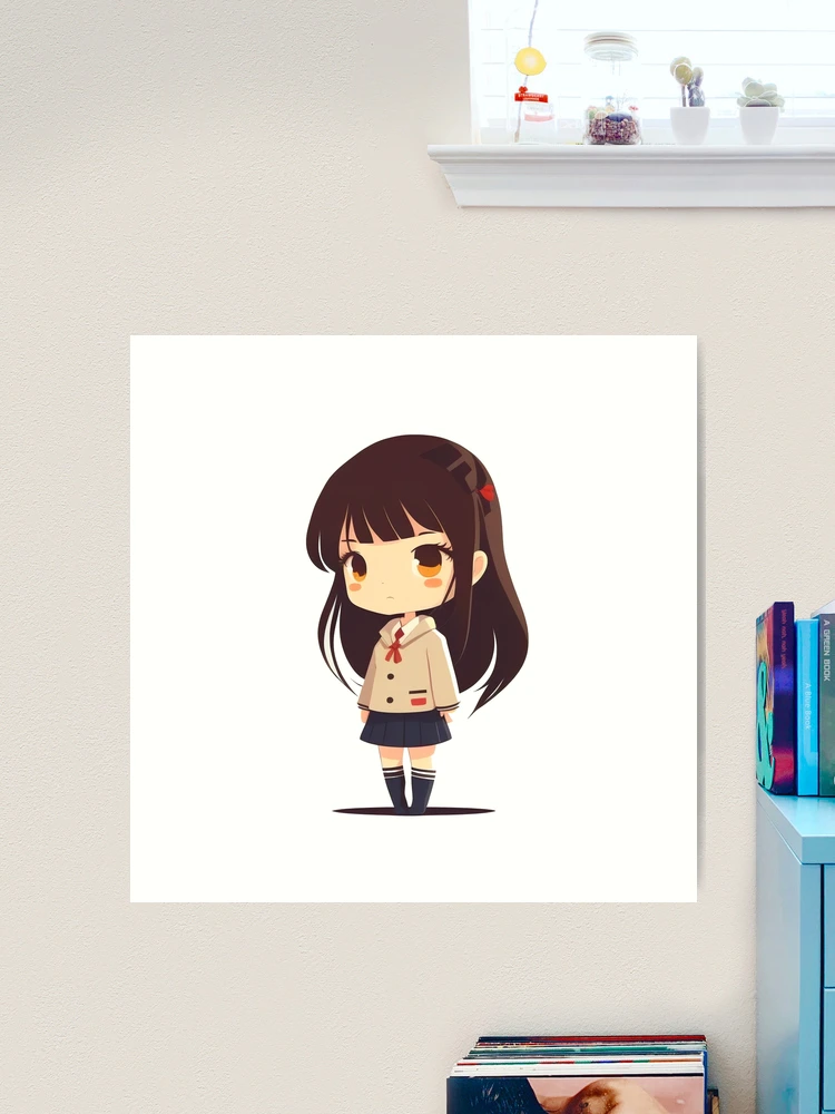 Japanese student girl cute chibi kawaii Art Print by ChibiInstant