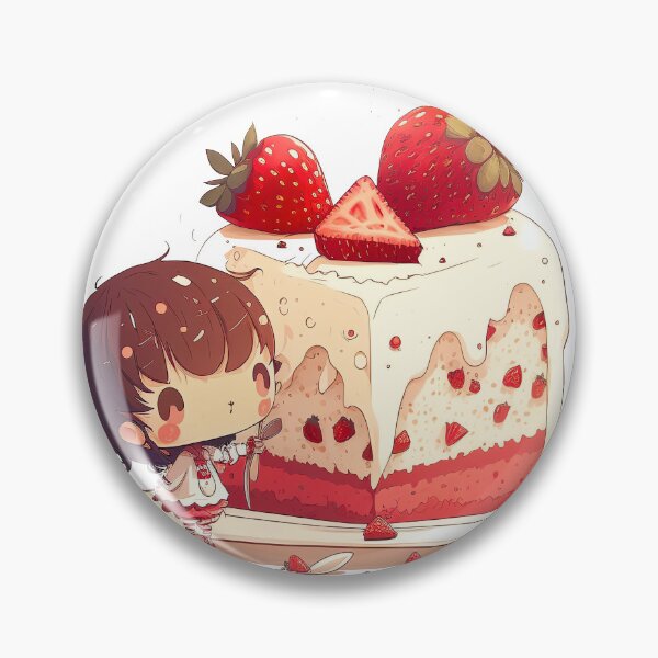 Artikelvorschau, Kawaii chibi cute strawberry cake entworfen und verkauft von ChibiInstant.