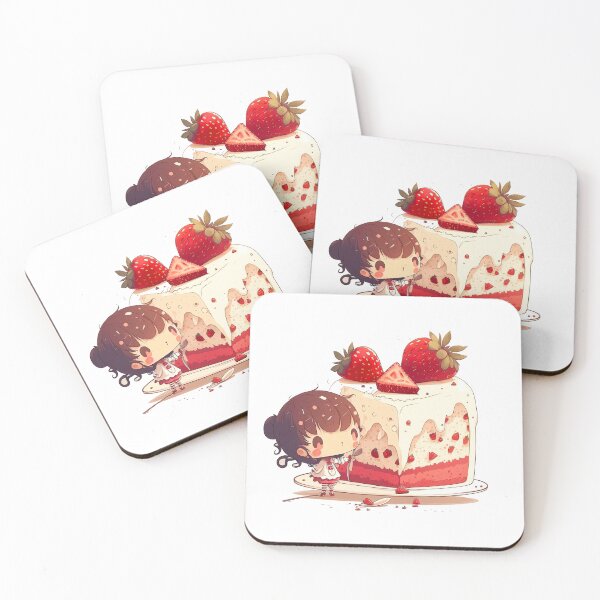 Item preview, Kawaii chibi cute strawberry cake designed and sold by ChibiInstant.