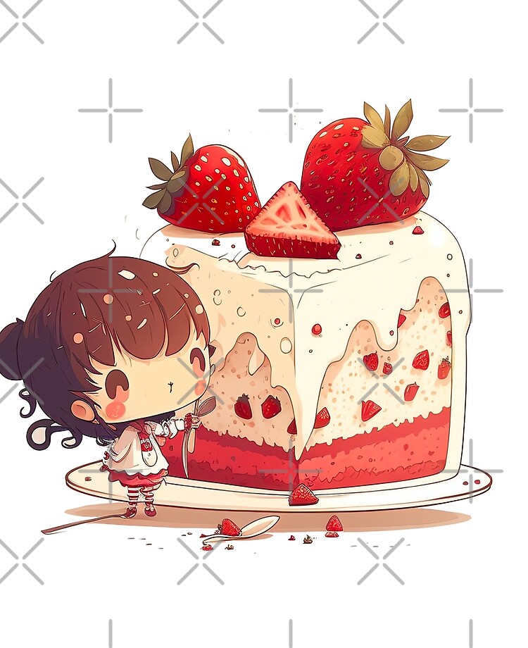 Kawaii Anime Chibi - Strawberry lover' Sticker | Spreadshirt