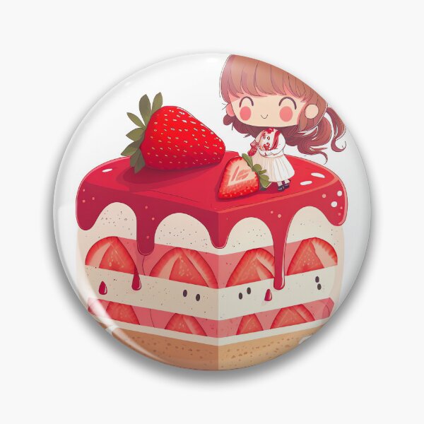 Artikelvorschau, Kawaii chibi cute strawberry cake entworfen und verkauft von ChibiInstant.