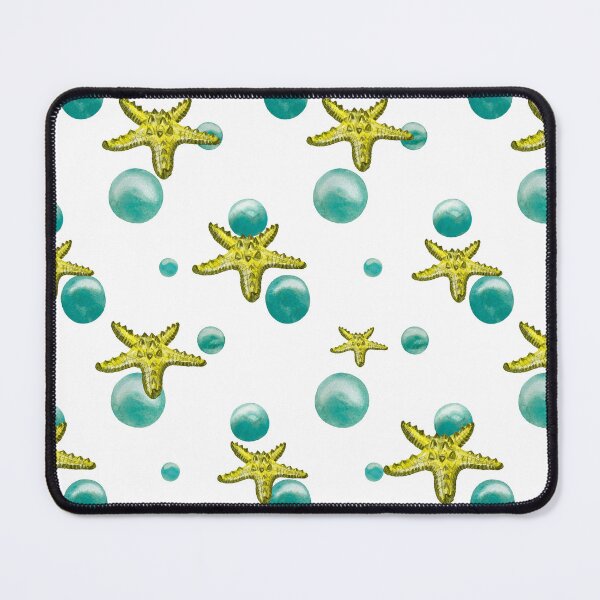 Item preview, Starfish yellow bubble pattern a watercolor sketch designed and sold by Yana Mustafina | Boho Soulful Designs.