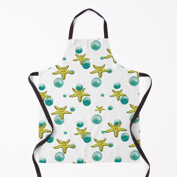 Item preview, Starfish yellow bubble pattern a watercolor sketch designed and sold by Yana Mustafina | Boho Soulful Designs.