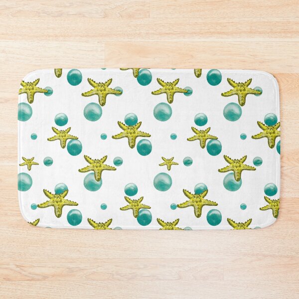 Item preview, Starfish yellow bubble pattern a watercolor sketch designed and sold by Yana Mustafina | Boho Soulful Designs.