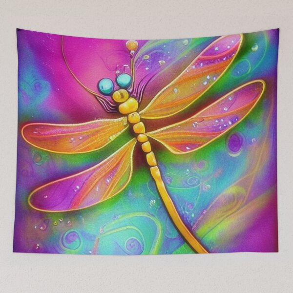 Aperçu de l'œuvre Glowing pink and orange dragonfly créée et vendue par ibelieveimages.