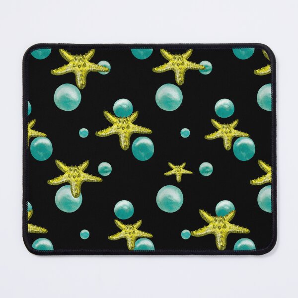 Item preview, Starfish yellow bubble pattern a watercolor sketch black designed and sold by Yana Mustafina | Boho Soulful Designs.