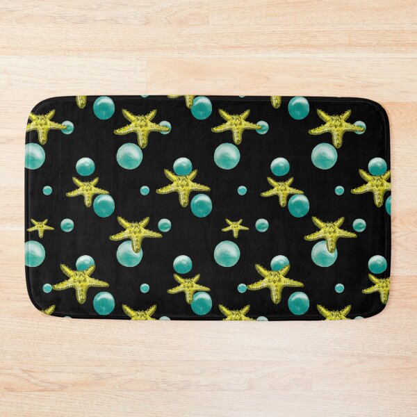Item preview, Starfish yellow bubble pattern a watercolor sketch black designed and sold by Yana Mustafina | Boho Soulful Designs.