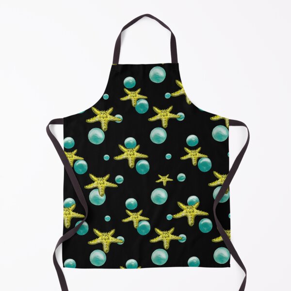 Item preview, Starfish yellow bubble pattern a watercolor sketch black designed and sold by Yana Mustafina | Boho Soulful Designs.
