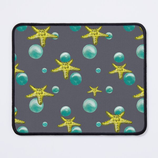Item preview, Starfish yellow bubble cute a pattern watercolor designed and sold by Yana Mustafina | Boho Soulful Designs.