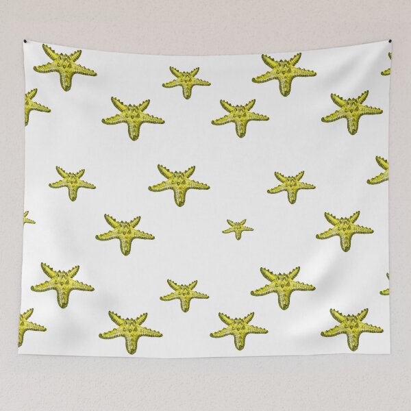 Item preview, Starfish yellow cute pattern a watercolor sketch designed and sold by Yana Mustafina | Boho Soulful Designs.