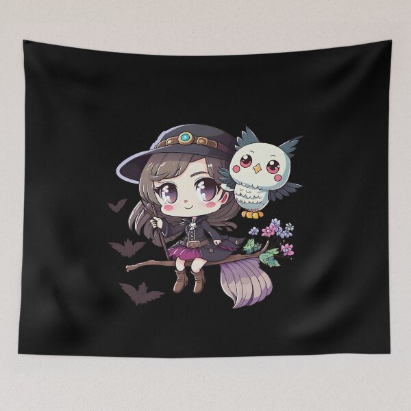 Item preview, Cute Kawaii Witch And Owl Girly Witchy Halloween designed and sold by JokeGysen.