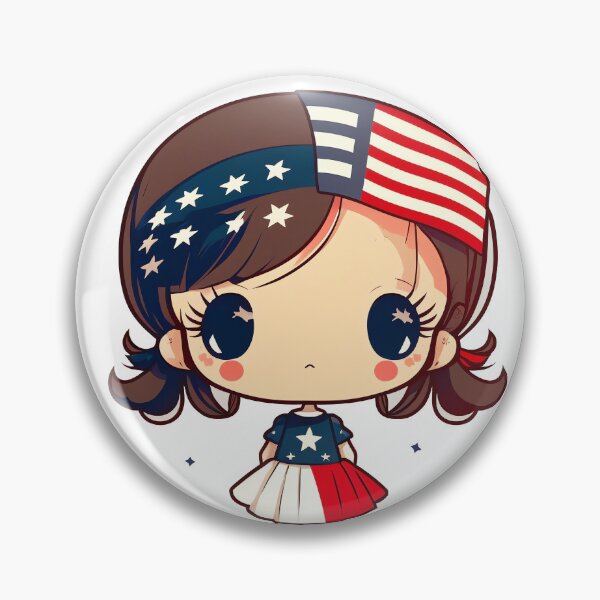 Item preview, American girl - Independence day cute chibi kawaii designed and sold by ChibiInstant.