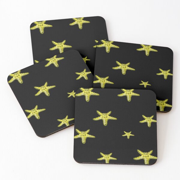 Item preview, Starfish yellow cute pattern a watercolor sketch black designed and sold by Yana Mustafina | Boho Soulful Designs.
