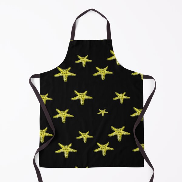 Item preview, Starfish yellow cute pattern a watercolor sketch black designed and sold by Yana Mustafina | Boho Soulful Designs.